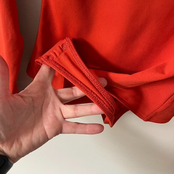 Aritzia Babaton Contour Mockneck Longsleeve Bodysuit Snap Closure Orange Small - Picture 4 of 8